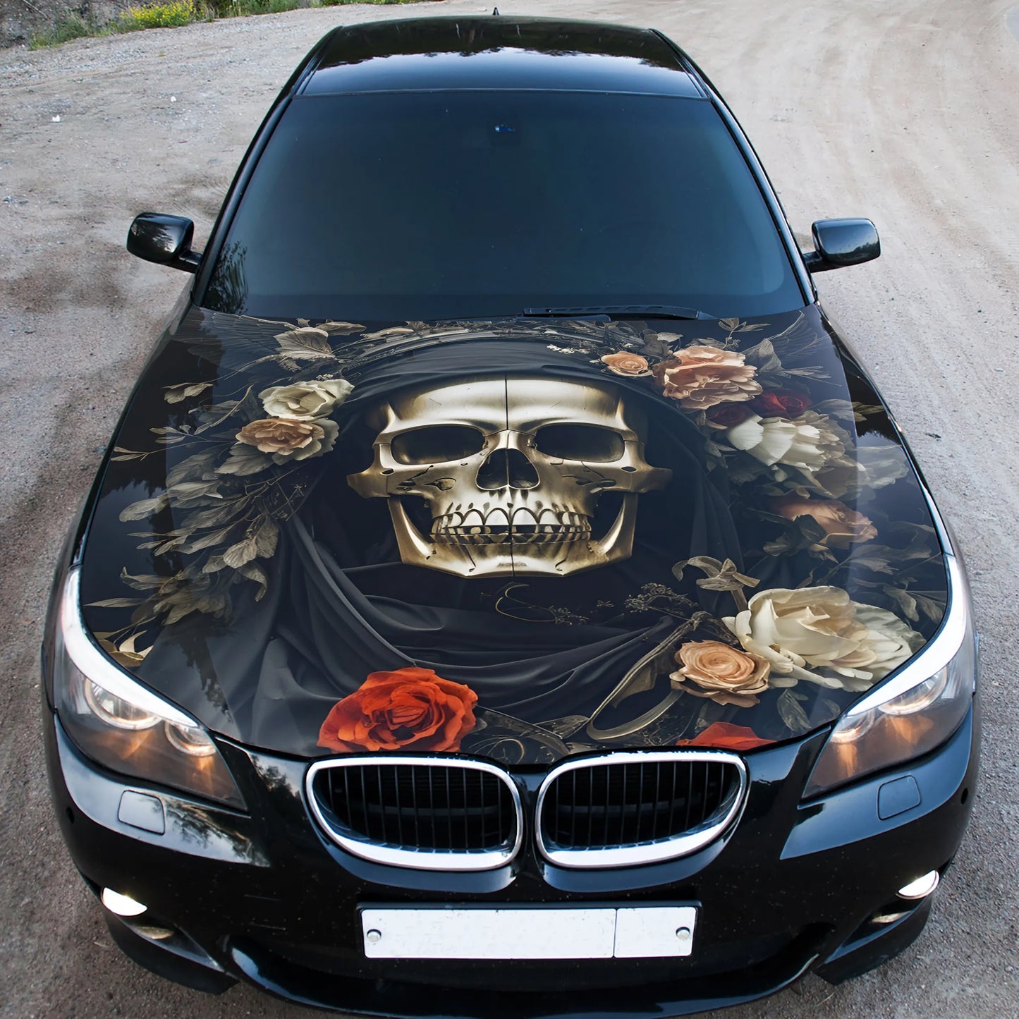 Death Skull Hood Wrap – Custom Vinyl Decal for Cars, Trucks & SUVs