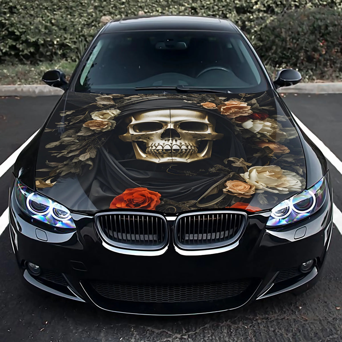 Death Skull Hood Wrap – Custom Vinyl Decal for Cars, Trucks & SUVs