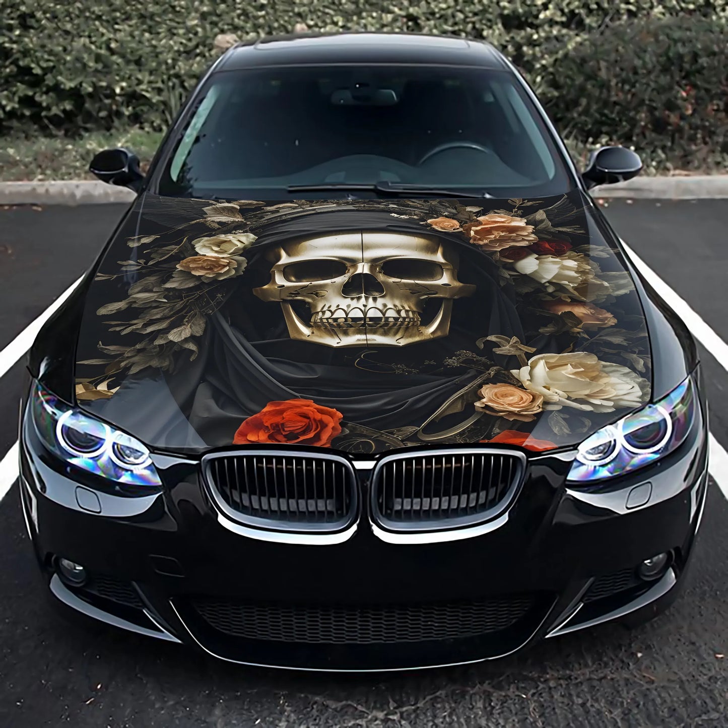 Death Skull Hood Wrap – Custom Vinyl Decal for Cars, Trucks & SUVs