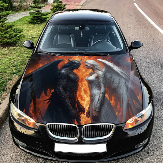 Demon and Angel Hood Wrap – Custom Vinyl Decal for Cars, Trucks & SUVs