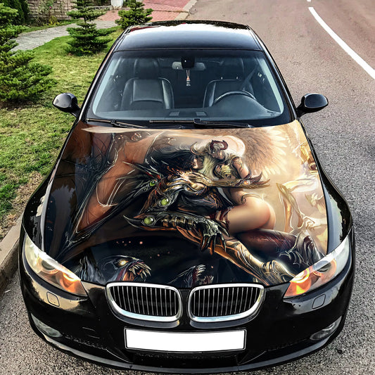 Demon Angel Hood Wrap – Custom Vinyl Decal for Cars, Trucks & SUVs