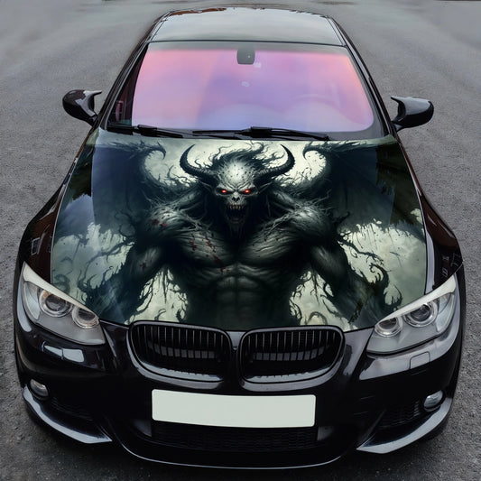 Demonic Bat Flames Hood Wrap – Custom Vinyl Decal for Cars, Trucks & SUVs
