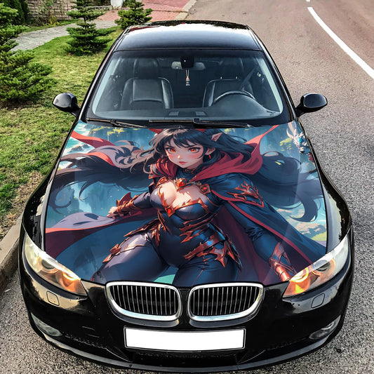 Devil Anime Girl Hood Wrap – Custom Vinyl Decal for Cars, Trucks & SUVs