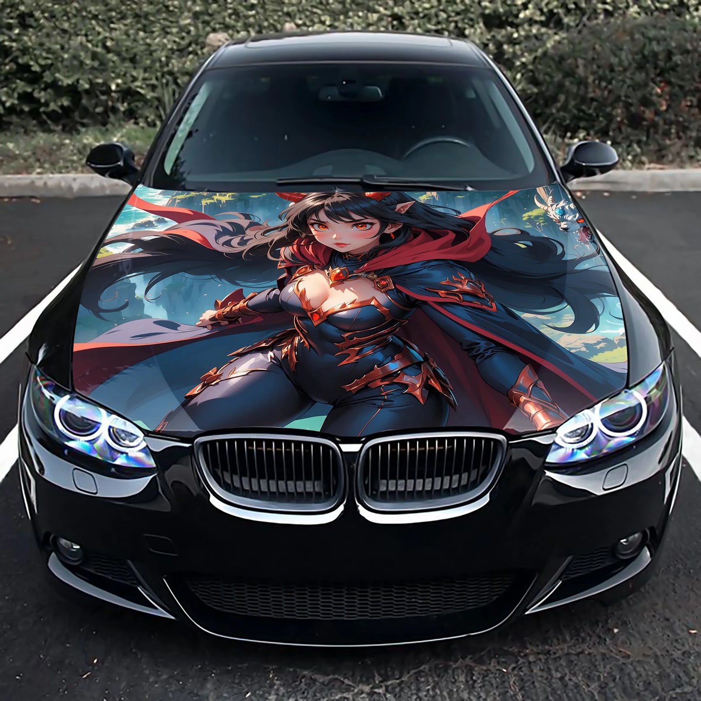 Devil Anime Girl Hood Wrap – Custom Vinyl Decal for Cars, Trucks & SUVs
