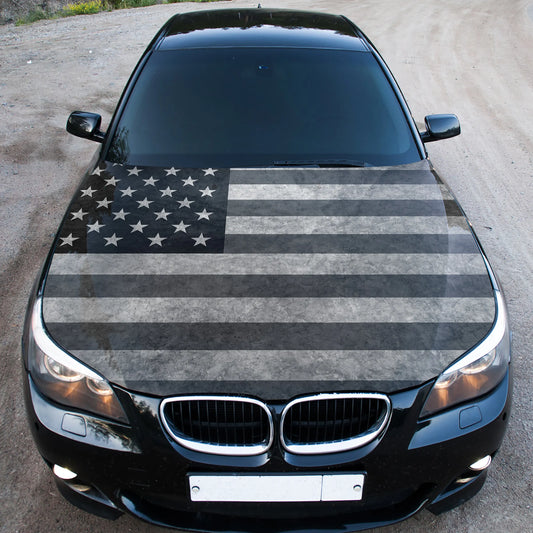 Distressed American Flag Hood Wrap – Custom Vinyl Decal for Cars, Trucks & SUVs