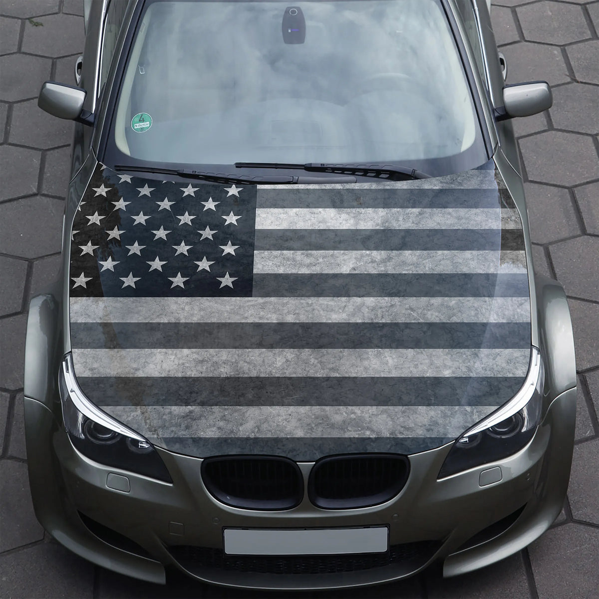 Distressed American Flag Hood Wrap – Custom Vinyl Decal for Cars, Trucks & SUVs