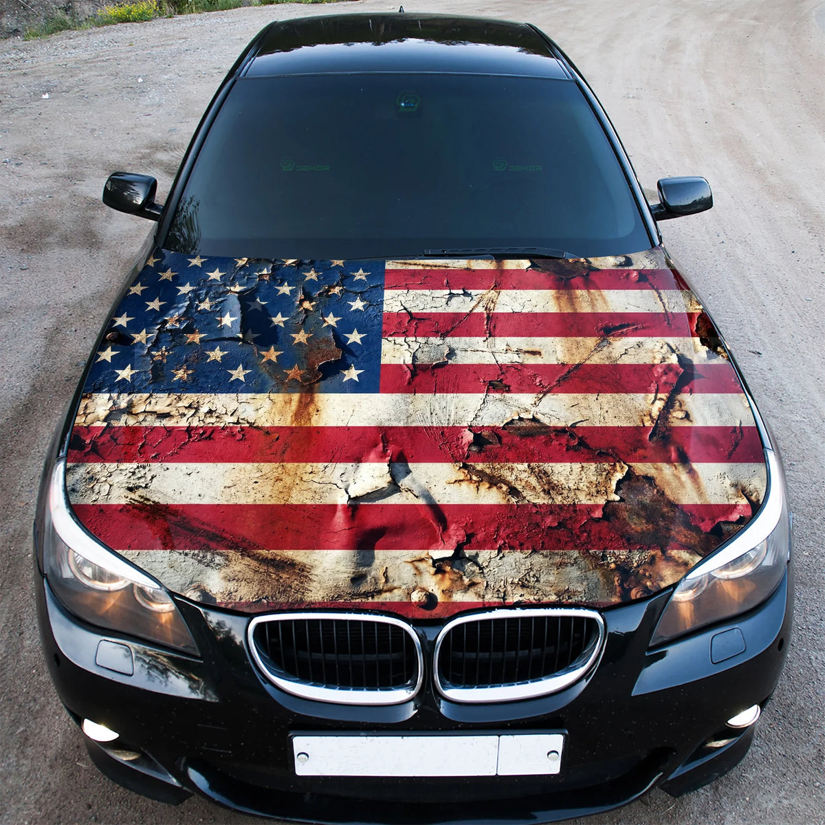 Distressed American Flag Hood Wrap Graphic – Custom Vinyl Decal for Cars, Trucks & SUVs