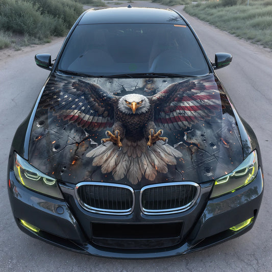 Distressed USA Eagle Hood Wrap Graphic – Custom Vinyl Decal for Cars, Trucks & SUVs
