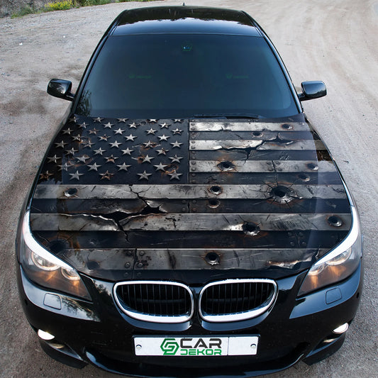 Distressed USA Flag Hood Wrap Graphic – Custom Vinyl Decal for Cars, Trucks & SUVs