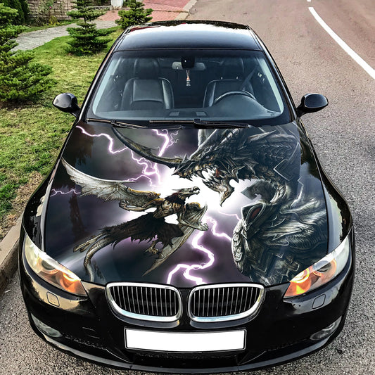 Dragon Battle Hood Wrap – Custom Vinyl Decal for Cars, Trucks & SUVs