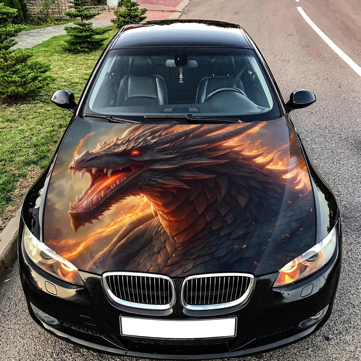 Dragon Fire Hood Wrap – Custom Vinyl Decal for Cars, Trucks & SUVs XX