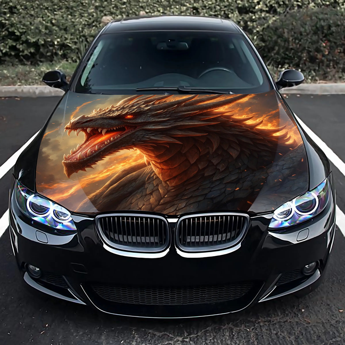 Dragon Fire Hood Wrap – Custom Vinyl Decal for Cars, Trucks & SUVs XX