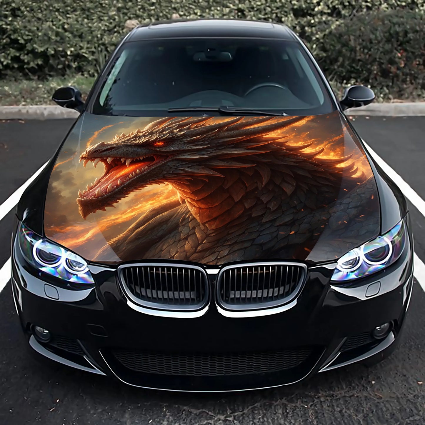 Dragon Fire Hood Wrap – Custom Vinyl Decal for Cars, Trucks & SUVs XX