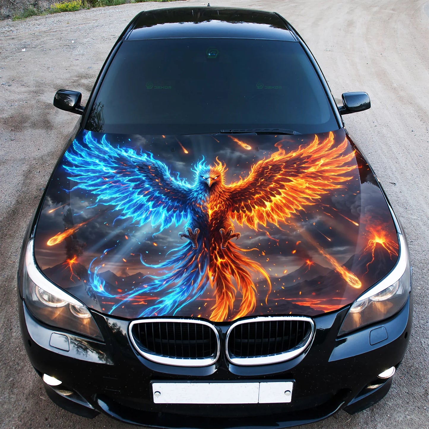 Dual Phoenix Wings Hood Wrap Graphic – Custom Vinyl Decal for Cars, Trucks & SUVs