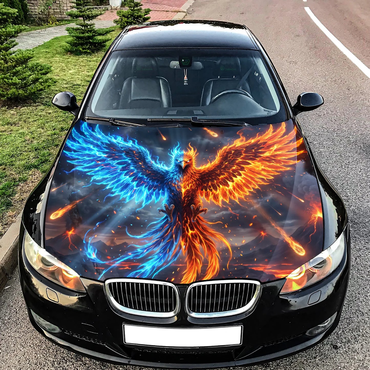Dual Phoenix Wings Hood Wrap Graphic – Custom Vinyl Decal for Cars, Trucks & SUVs