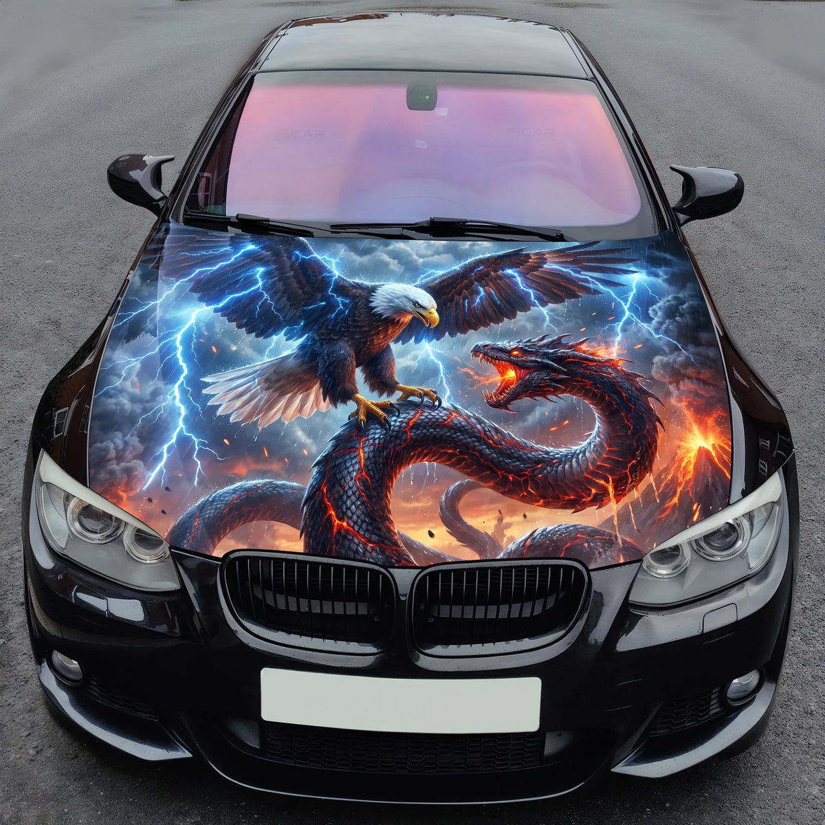 Eagle vs Dragon Hood Wrap Graphic – Custom Vinyl Decal for Cars, Trucks & SUVs