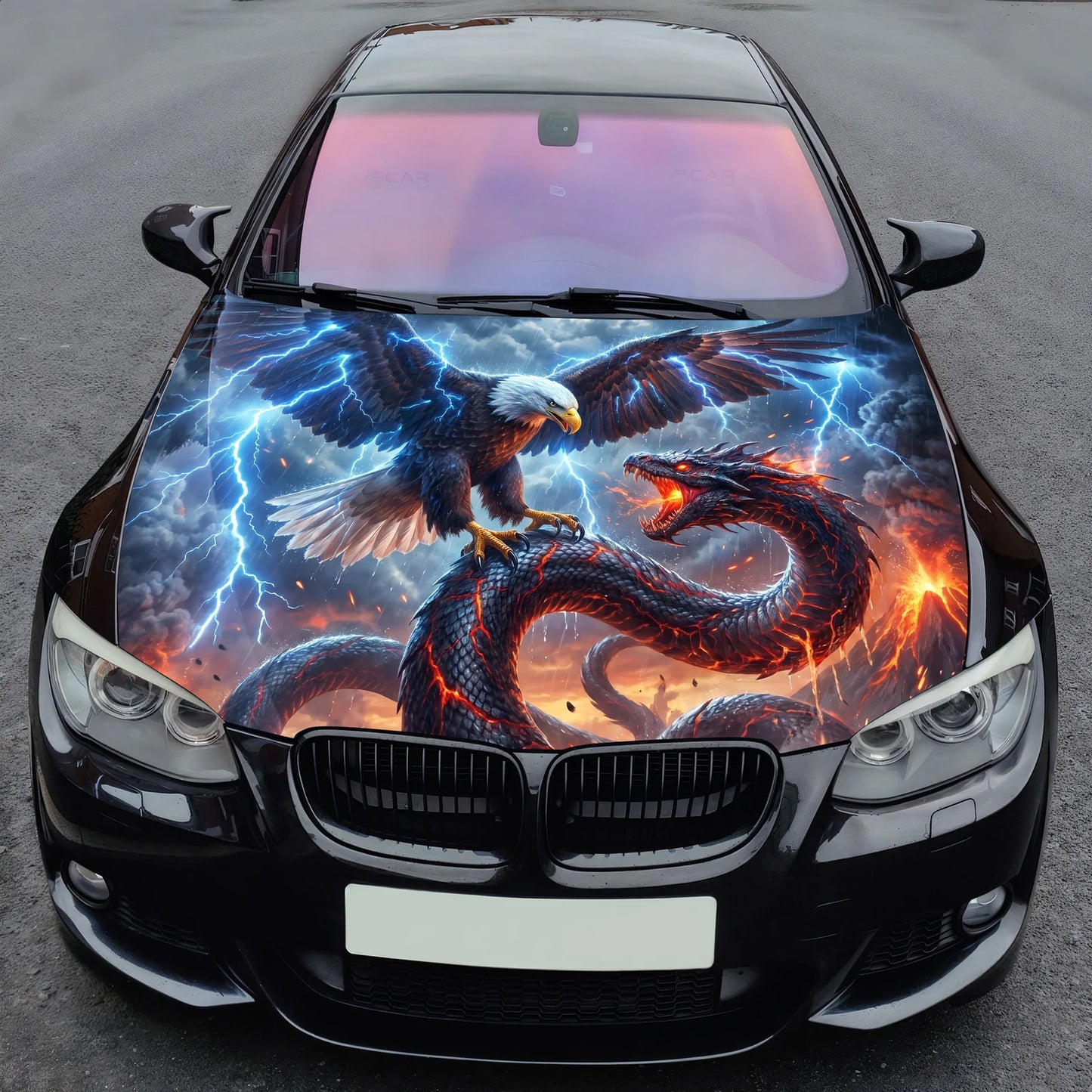Eagle vs Dragon Hood Wrap Graphic – Custom Vinyl Decal for Cars, Trucks & SUVs