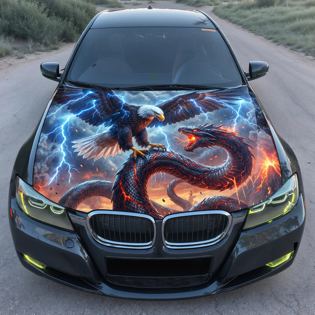 Eagle vs Dragon Hood Wrap Graphic – Custom Vinyl Decal for Cars, Trucks & SUVs