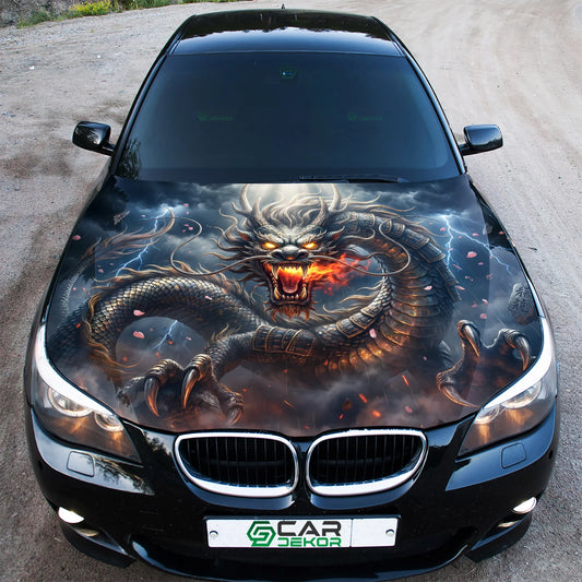 Eastern Fire Dragon Hood Wrap Graphic – Custom Vinyl Decal for Cars, Trucks & SUVs