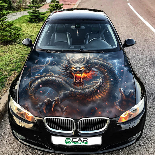Eastern Fire Dragon Hood Wrap Graphic – Custom Vinyl Decal for Cars, Trucks & SUVs