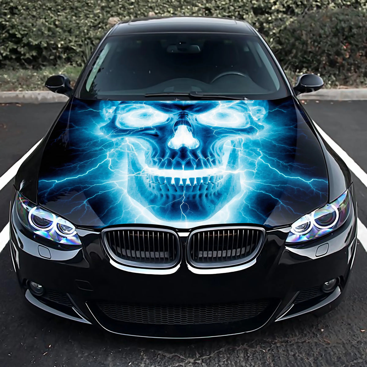 Electric Skull Hood Wrap – Custom Vinyl Decal for Cars, Trucks & SUVs