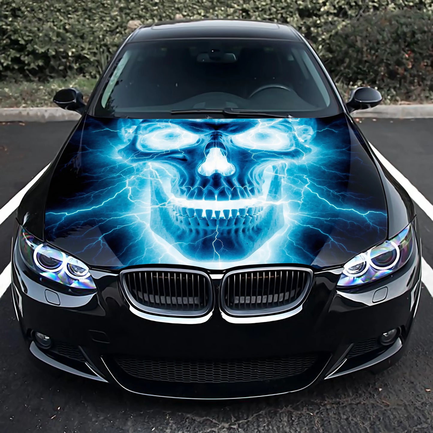 Electric Skull Hood Wrap – Custom Vinyl Decal for Cars, Trucks & SUVs