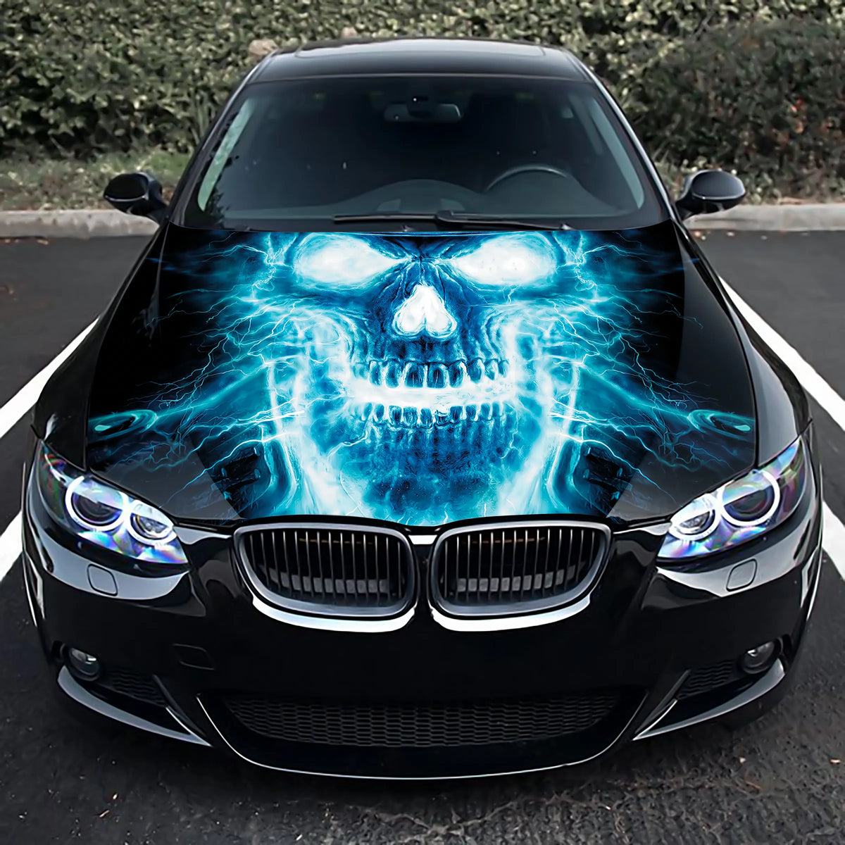 Electric Skull Hood Wrap – Custom Vinyl Decal for Cars, Trucks & SUVs