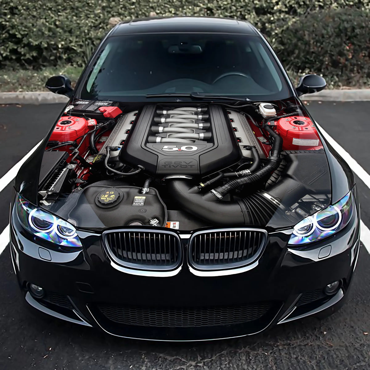 Engine V8 Hood Wrap – Custom Vinyl Decal for Cars, Trucks & SUVs