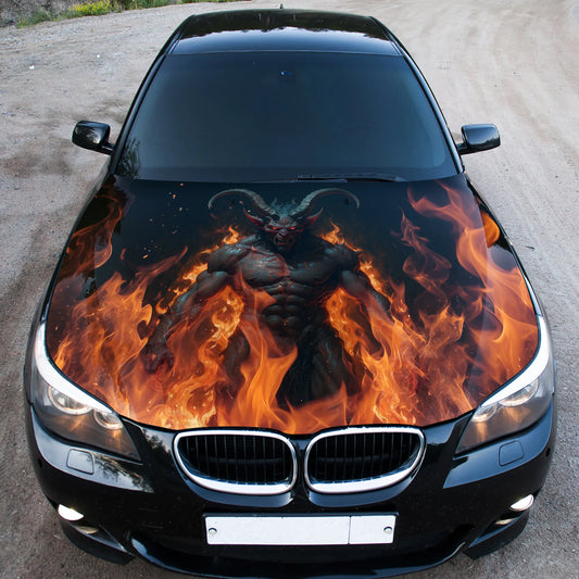 Evil Demon Fire Hood Wrap – Custom Vinyl Decal for Cars, Trucks & SUVs