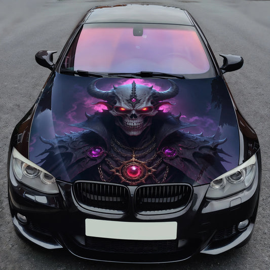 Evil Demon Skull Hood Wrap – Custom Vinyl Decal for Cars, Trucks & SUVs