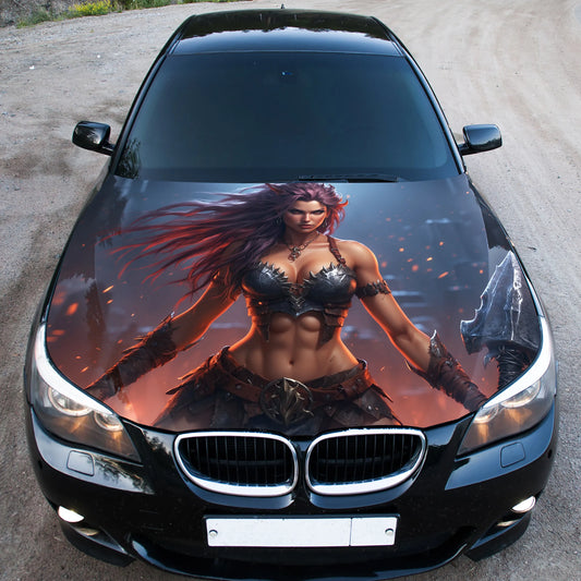 Female Barbarian Hood Wrap – Custom Vinyl Decal for Cars, Trucks & SUVs