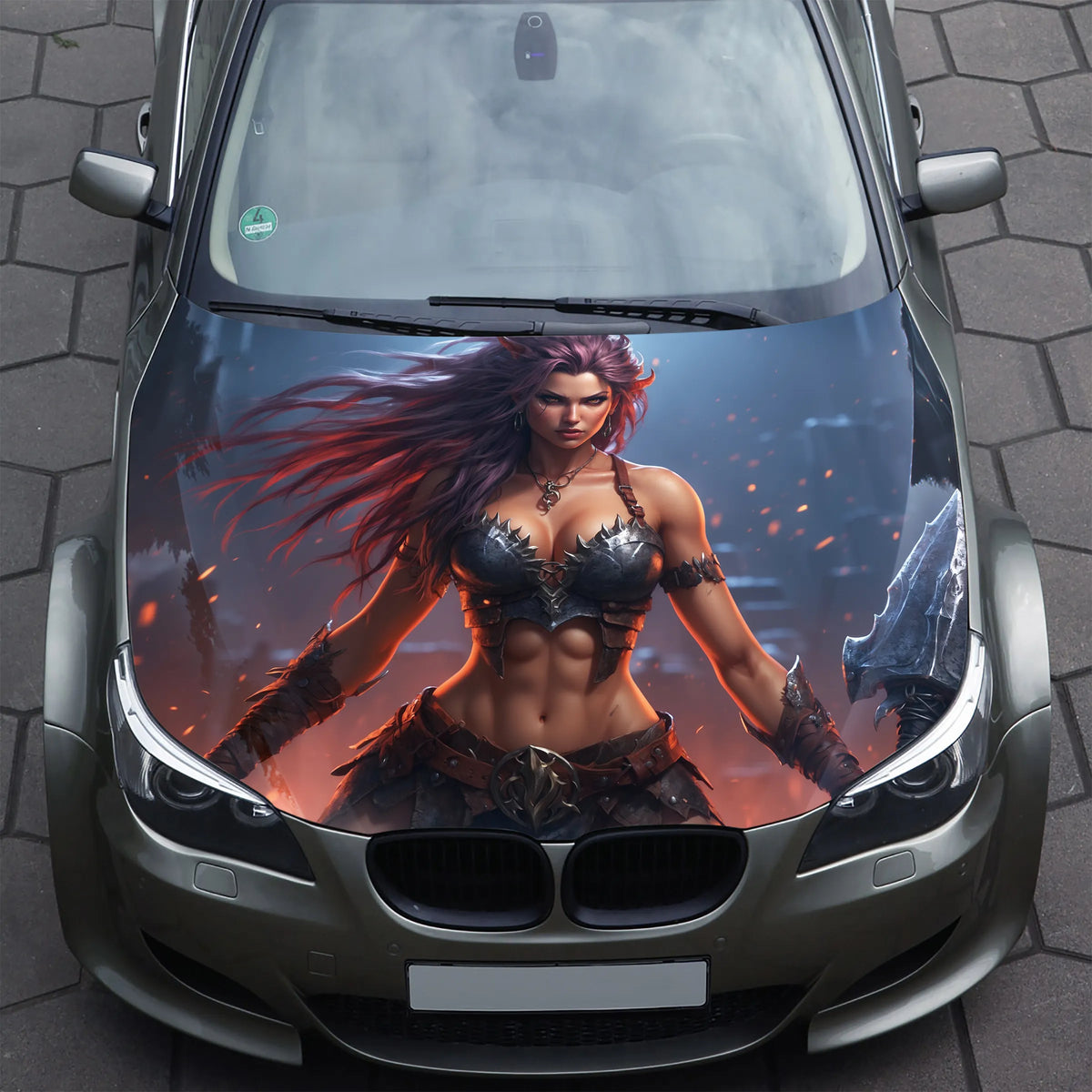 Female Barbarian Hood Wrap – Custom Vinyl Decal for Cars, Trucks & SUVs