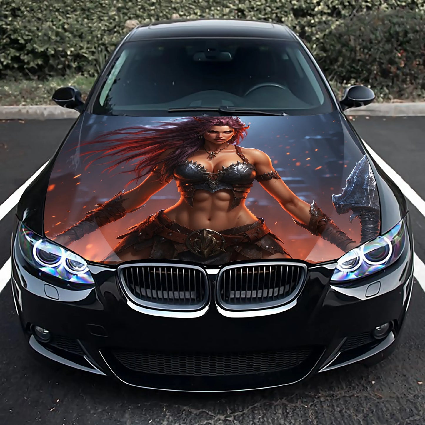 Female Barbarian Hood Wrap – Custom Vinyl Decal for Cars, Trucks & SUVs