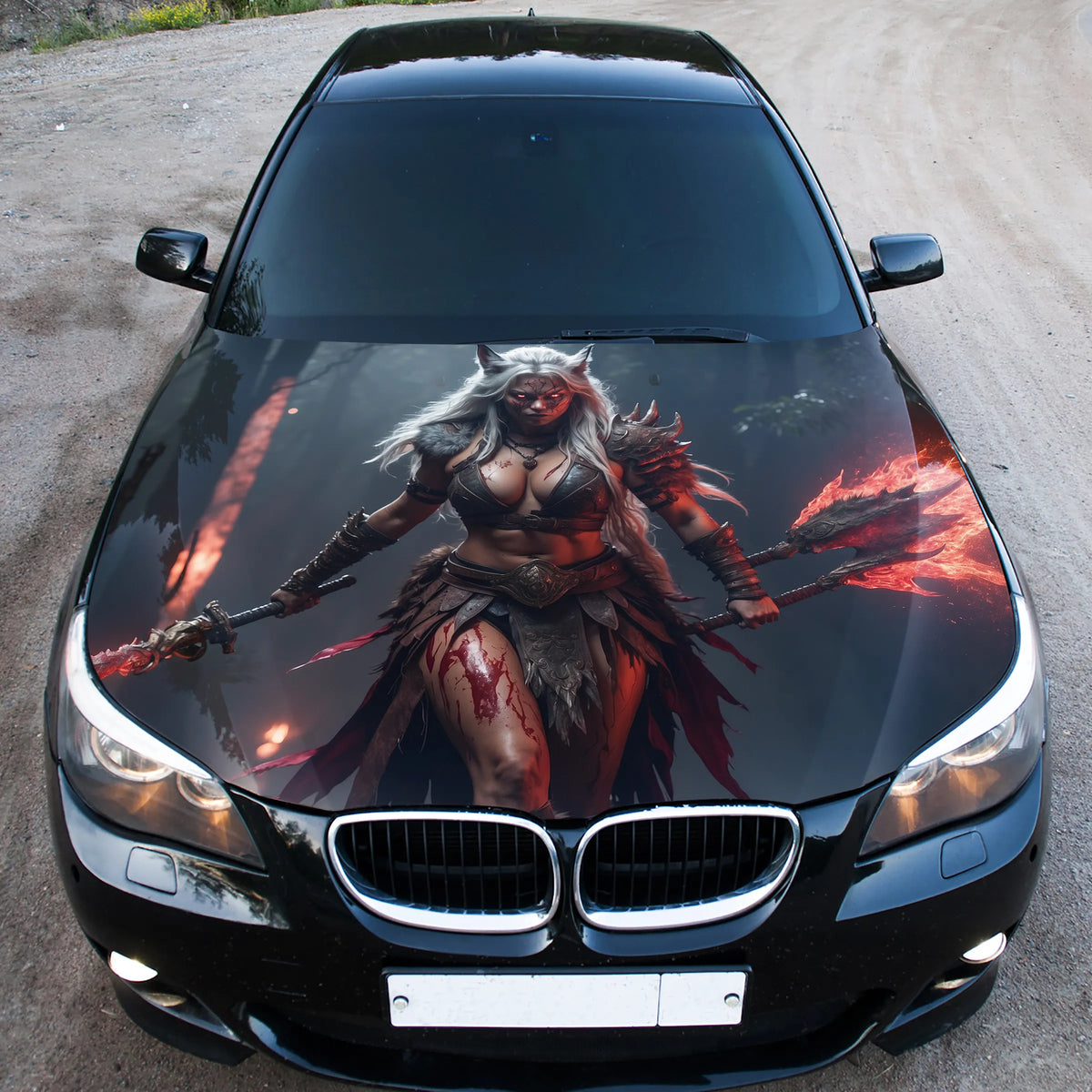 Female Barbarian War Hood Wrap – Custom Vinyl Decal for Cars, Trucks & SUVs