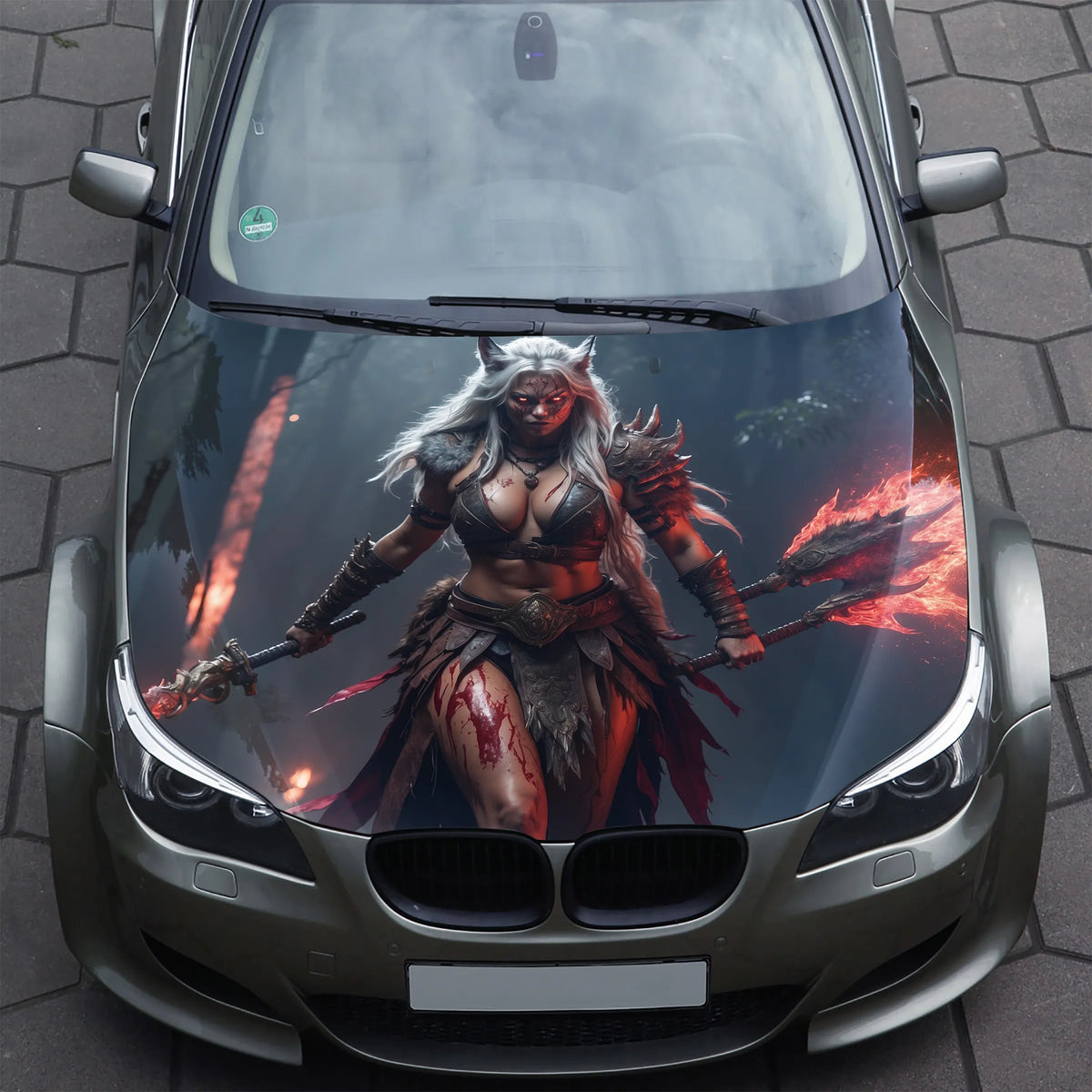 Female Barbarian War Hood Wrap – Custom Vinyl Decal for Cars, Trucks & SUVs