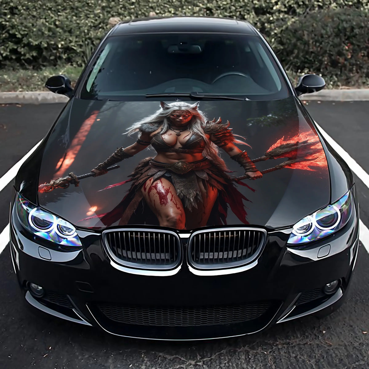 Female Barbarian War Hood Wrap – Custom Vinyl Decal for Cars, Trucks & SUVs