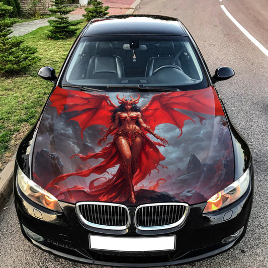 Female Demon Devil Hood Wrap – Custom Vinyl Decal for Cars, Trucks & SUVs