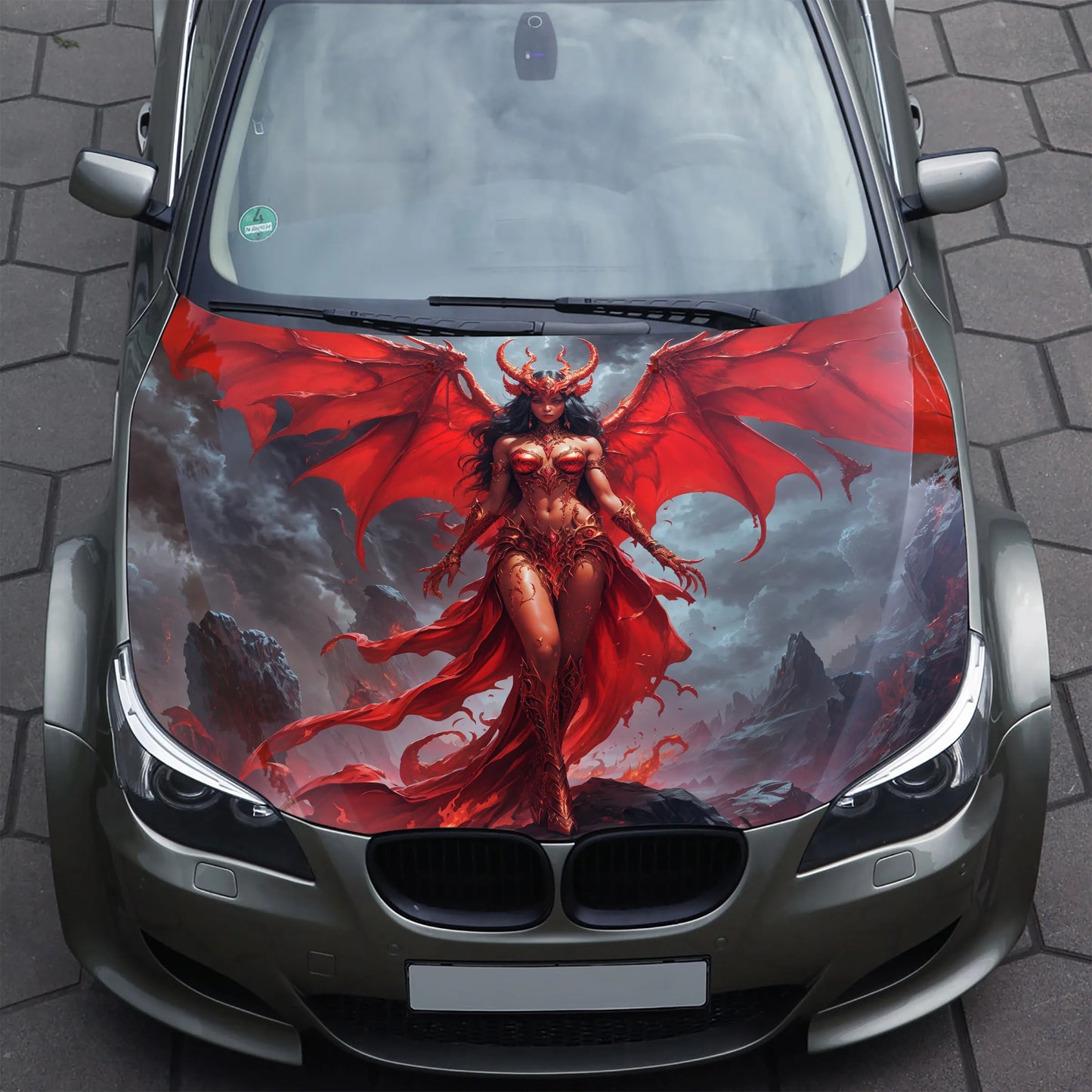 Female Demon Devil Hood Wrap – Custom Vinyl Decal for Cars, Trucks & SUVs