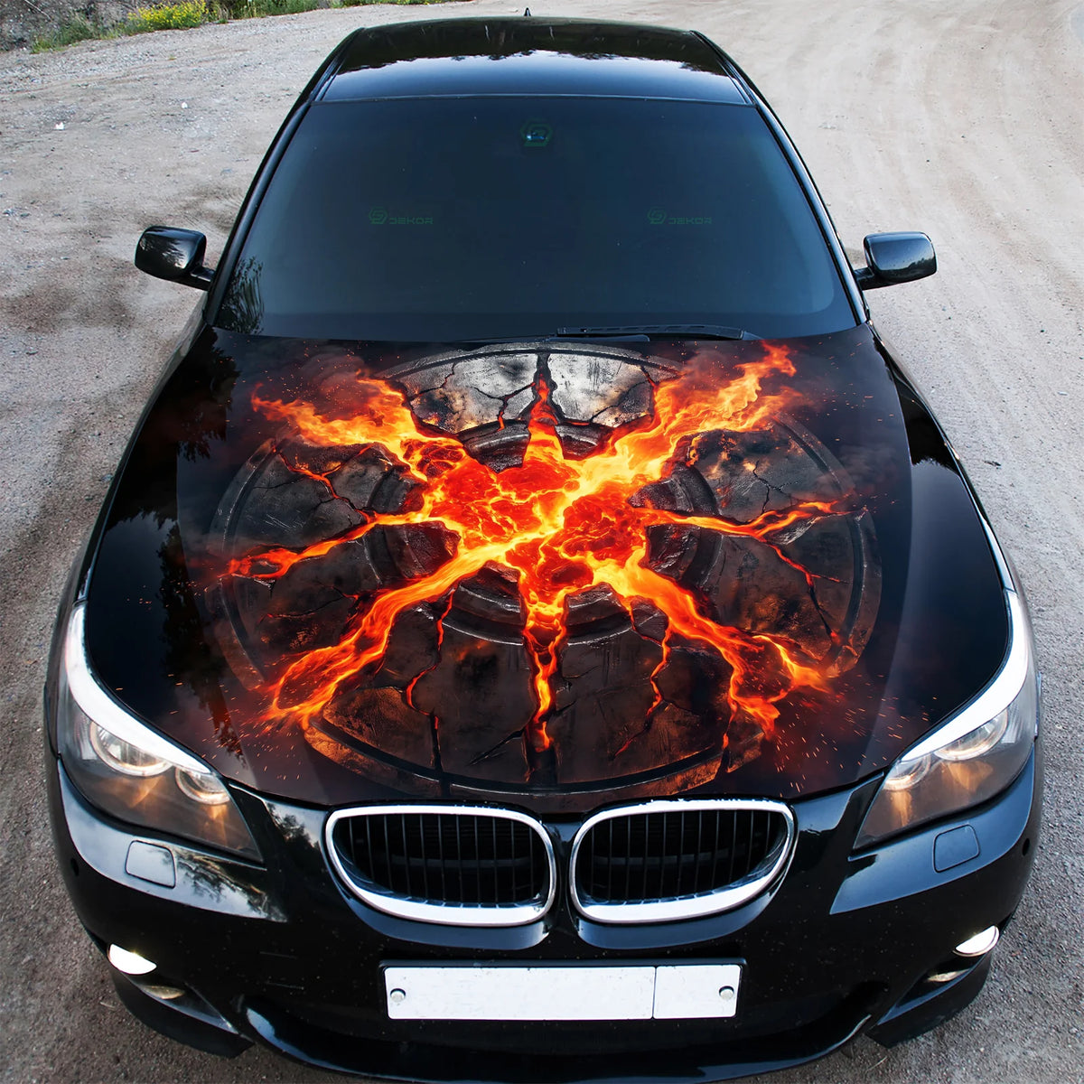 Fiery Pentagram Hood Hood Wrap Graphic – Custom Vinyl Decal for Cars, Trucks & SUVs