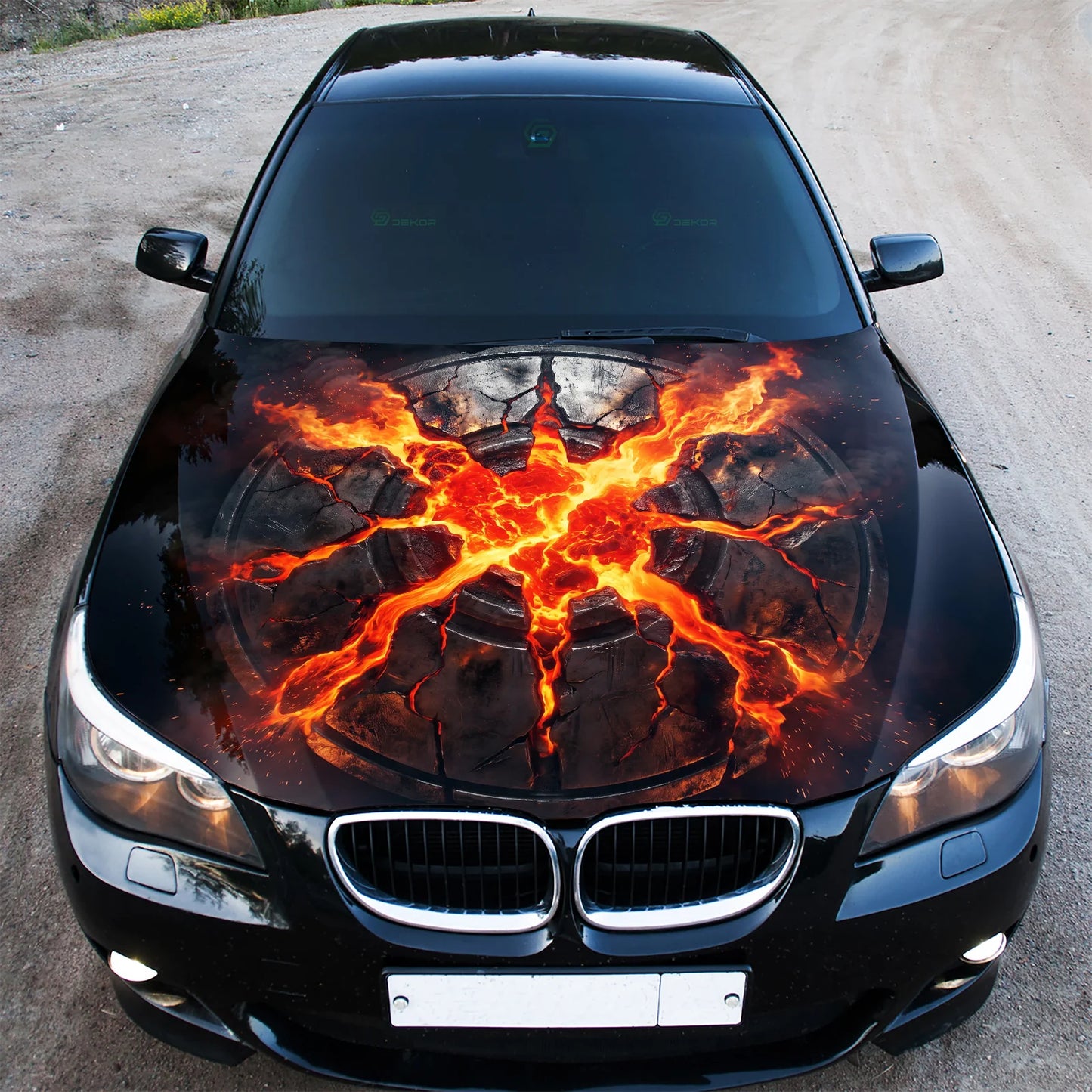 Fiery Pentagram Hood Hood Wrap Graphic – Custom Vinyl Decal for Cars, Trucks & SUVs