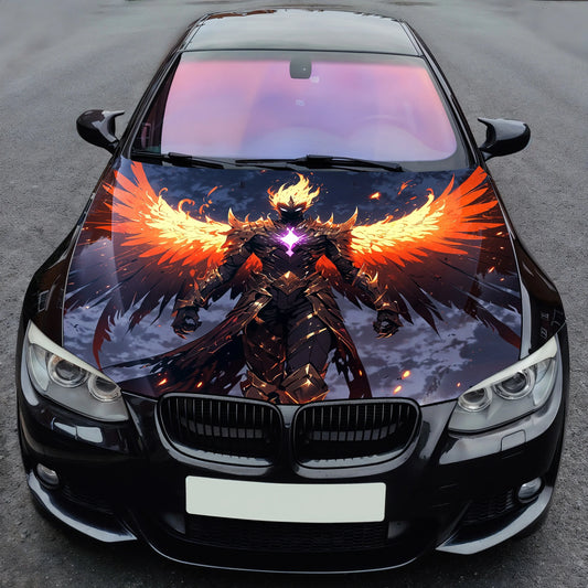 Fire Angel Flaming Hood Wrap – Custom Vinyl Decal for Cars, Trucks & SUVs