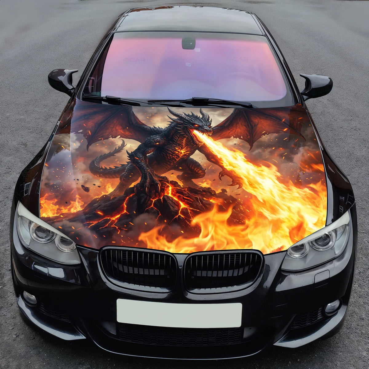 Fire Dragon Breath Hood Wrap Graphic – Custom Vinyl Decal for Cars, Trucks & SUVs