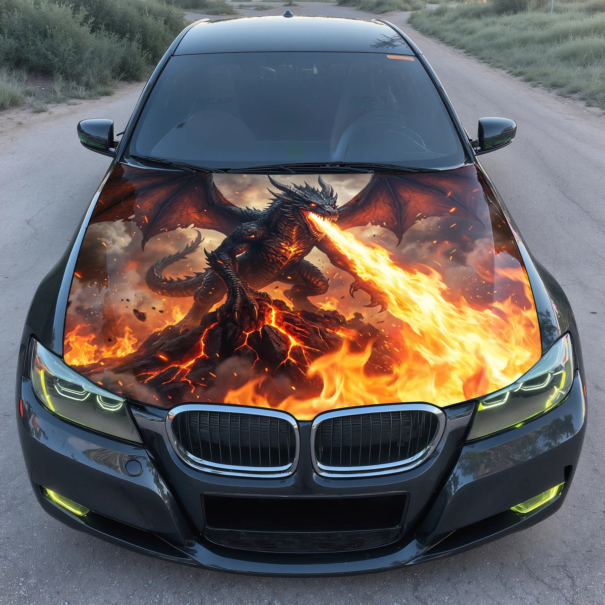 Fire Dragon Breath Hood Wrap Graphic – Custom Vinyl Decal for Cars, Trucks & SUVs