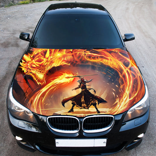 Fire Dragon Hood Wrap – Custom Vinyl Decal for Cars, Trucks & SUVs