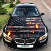 Flaming American Flag Hood Wrap Graphic – Custom Vinyl Decal for Cars, Trucks & SUVs
