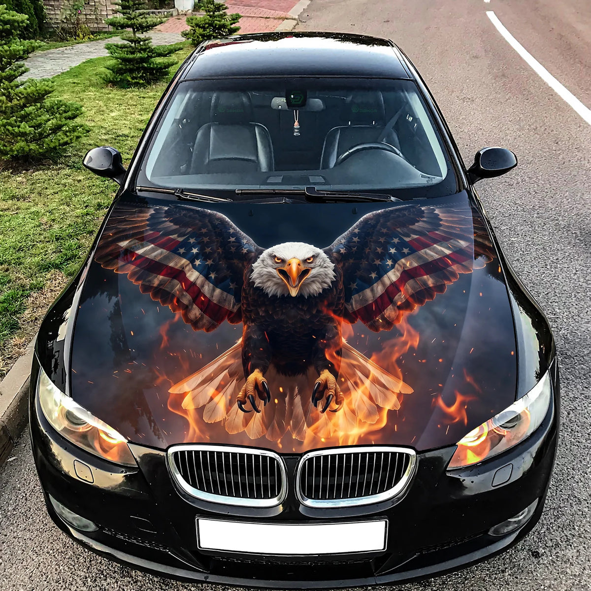 Flaming Eagle Hood Hood Wrap Graphic – Custom Vinyl Decal for Cars, Trucks & SUVs