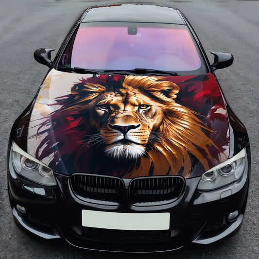 Flaming Lion Art Hood Wrap – Custom Vinyl Decal for Cars, Trucks & SUVs