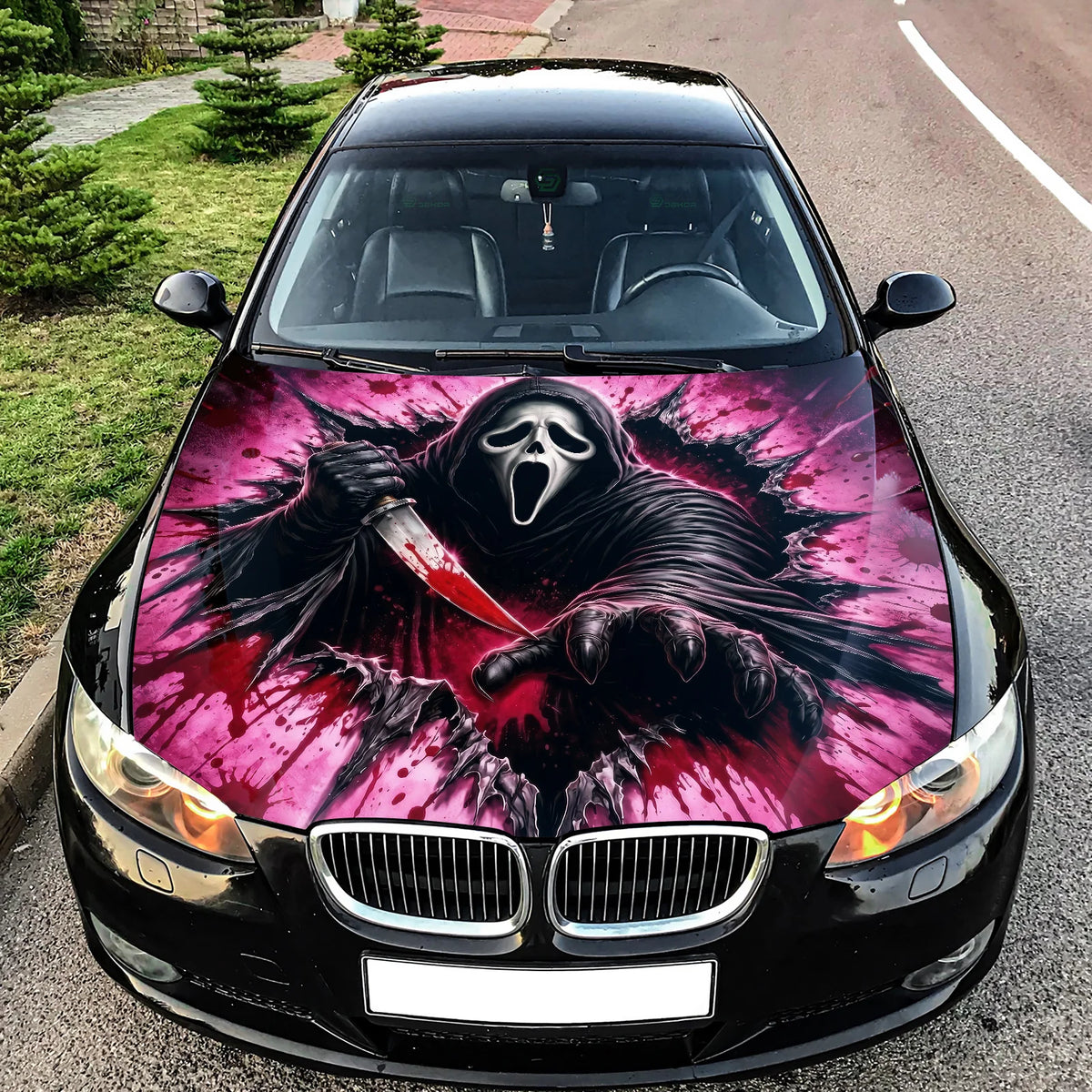 Ghostface Scream Hood Hood Wrap Graphic – Custom Vinyl Decal for Cars, Trucks & SUVs