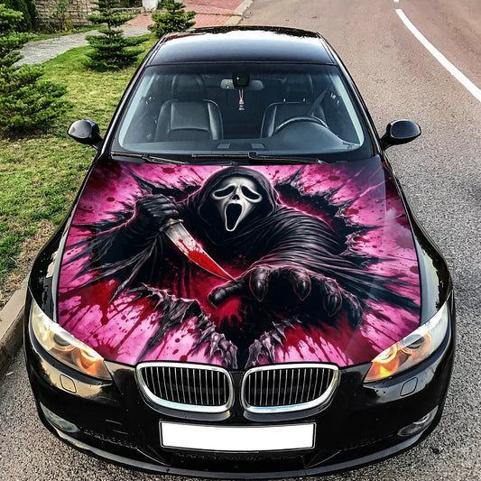 Ghostface Scream Hood Hood Wrap Graphic – Custom Vinyl Decal for Cars, Trucks & SUVs