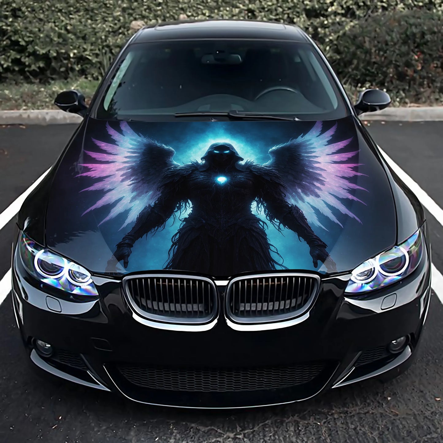 Ghostly Angel Hood Wrap – Custom Vinyl Decal for Cars, Trucks & SUVs L